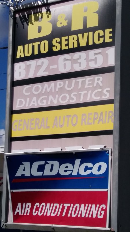 B & R Auto Service sign